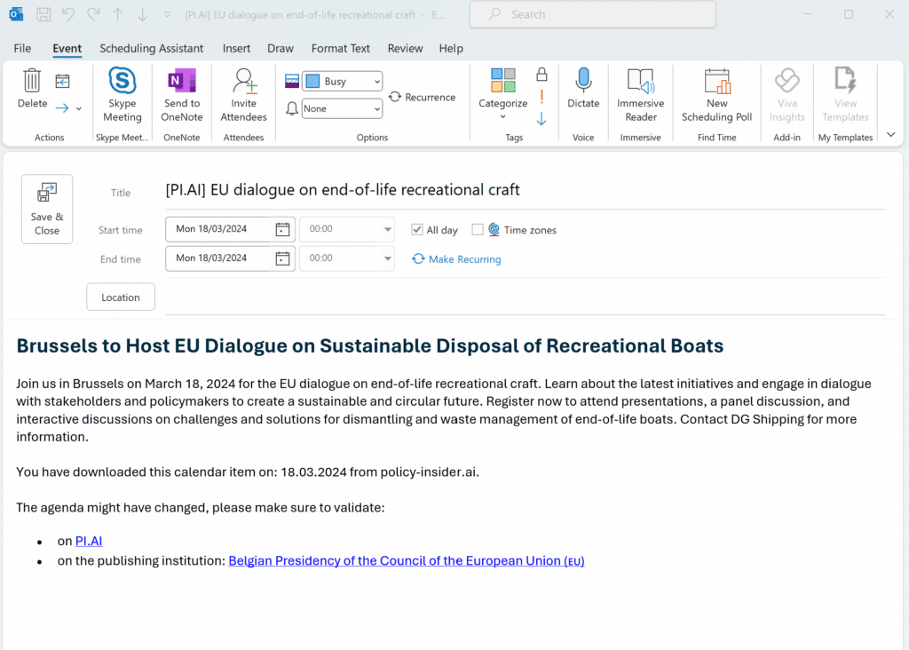 Calendar item with AI-generated summaries