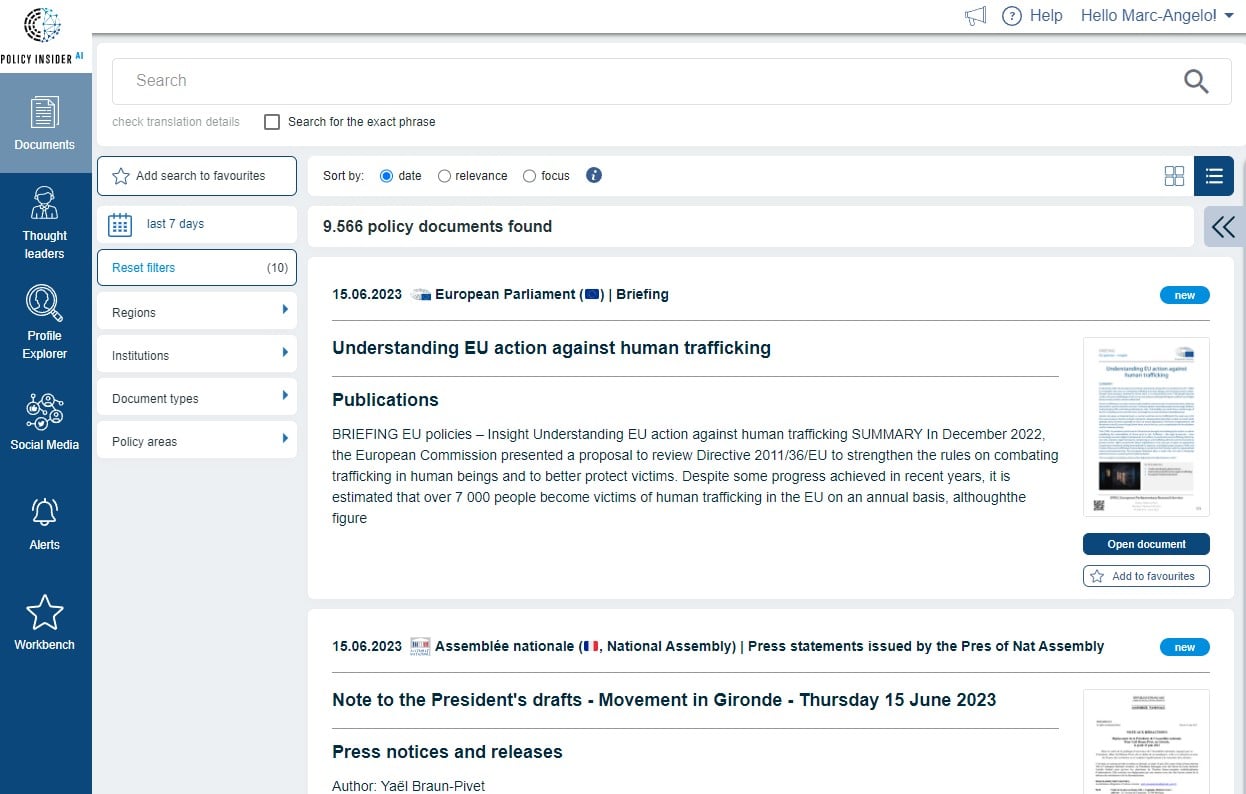 Updated Policy-Insider.AI document dashboard